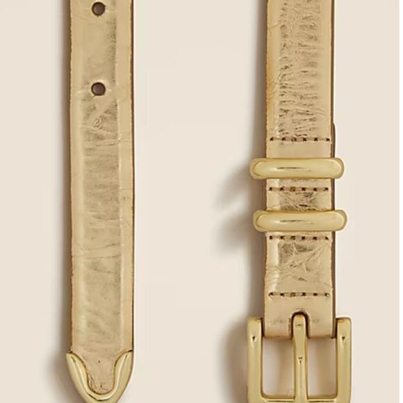 J. Crew ce502 Crackled metallic leather belt with gold hardware size xs - Picture 2 of 10